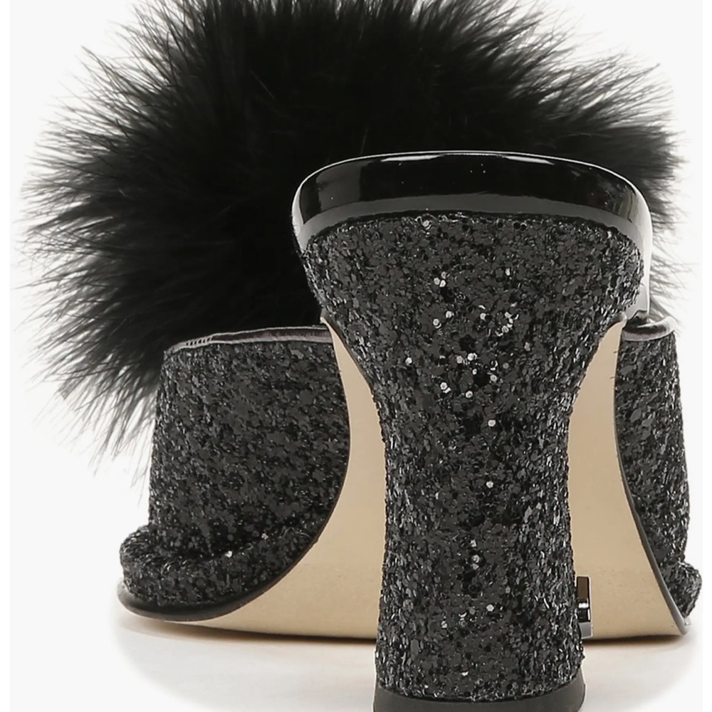 NWOT Circus by Sam Edelman Hadie black glittery faux fluff heel slide size 8 - Picture 4 of 8
